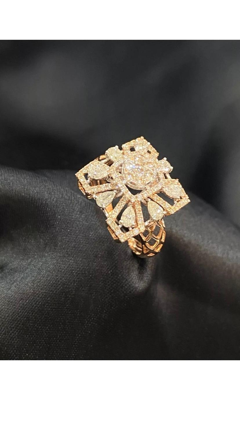 1.50 Carats Natural Diamonds  Cocktail Gold Ring For Sale 5