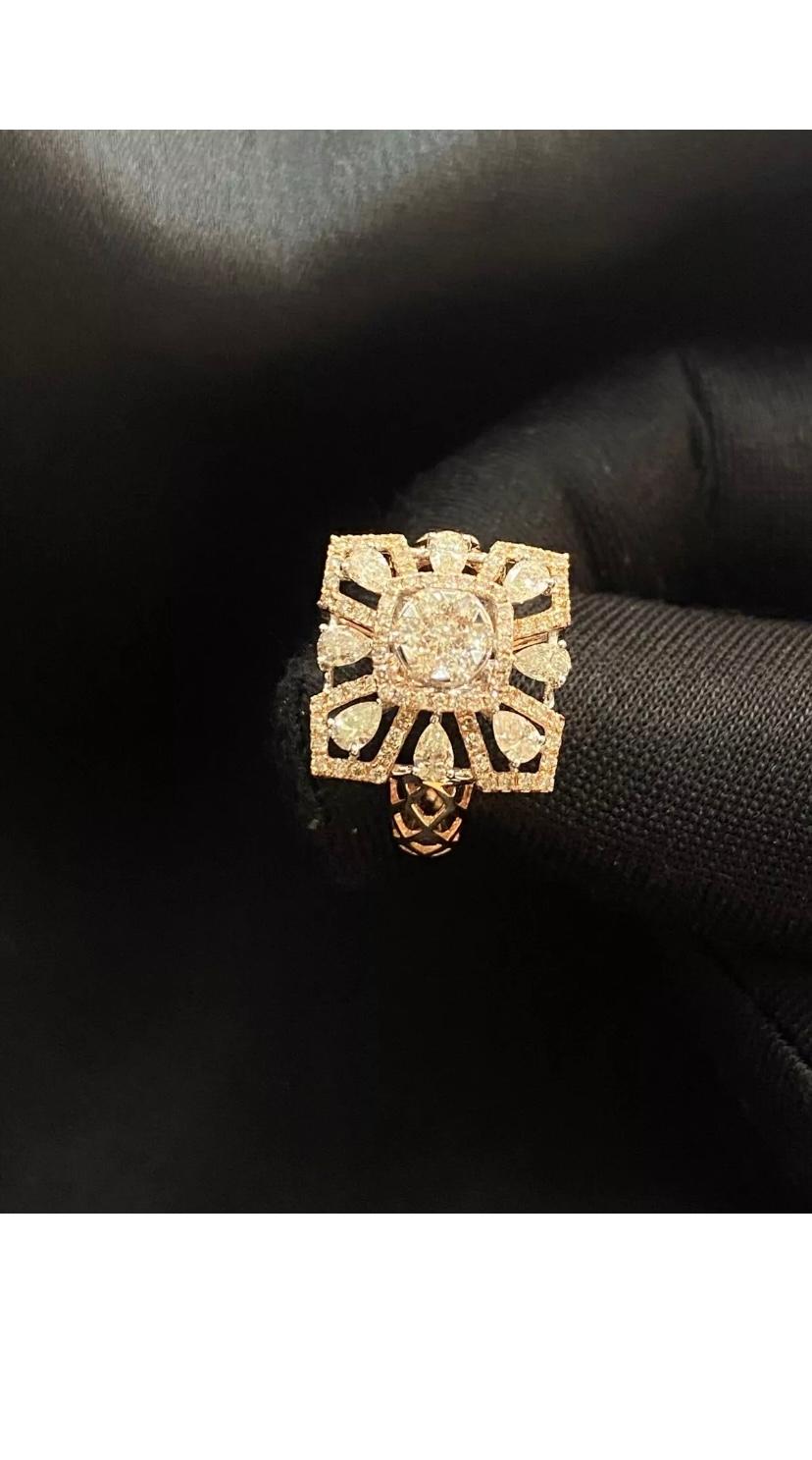 1.50 Carats Natural Diamonds  Cocktail Gold Ring For Sale 6