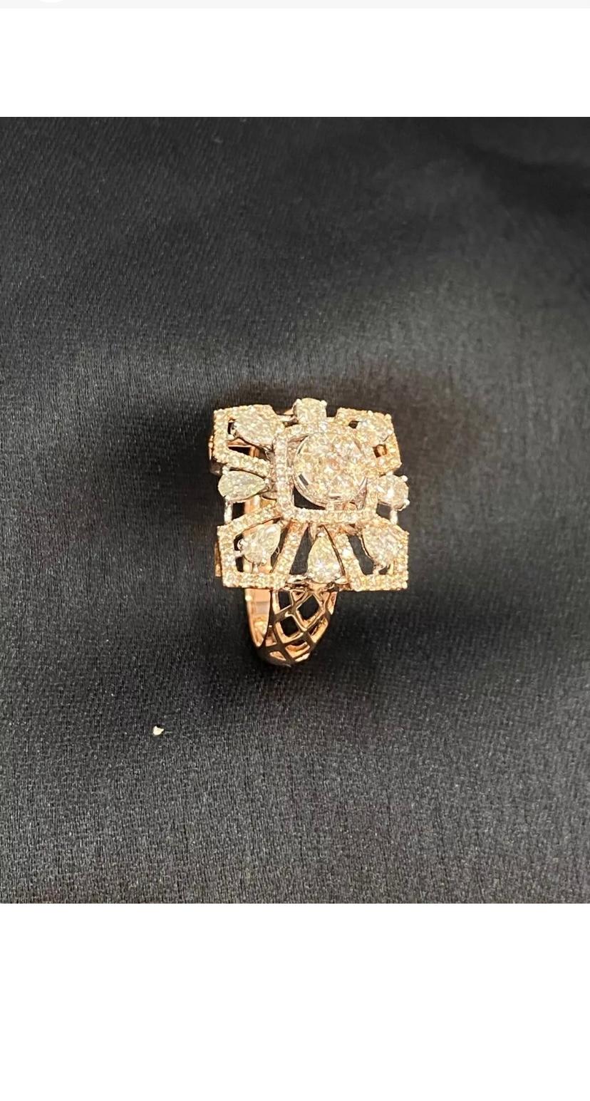 1.50 Carats Natural Diamonds  Cocktail Gold Ring For Sale 7