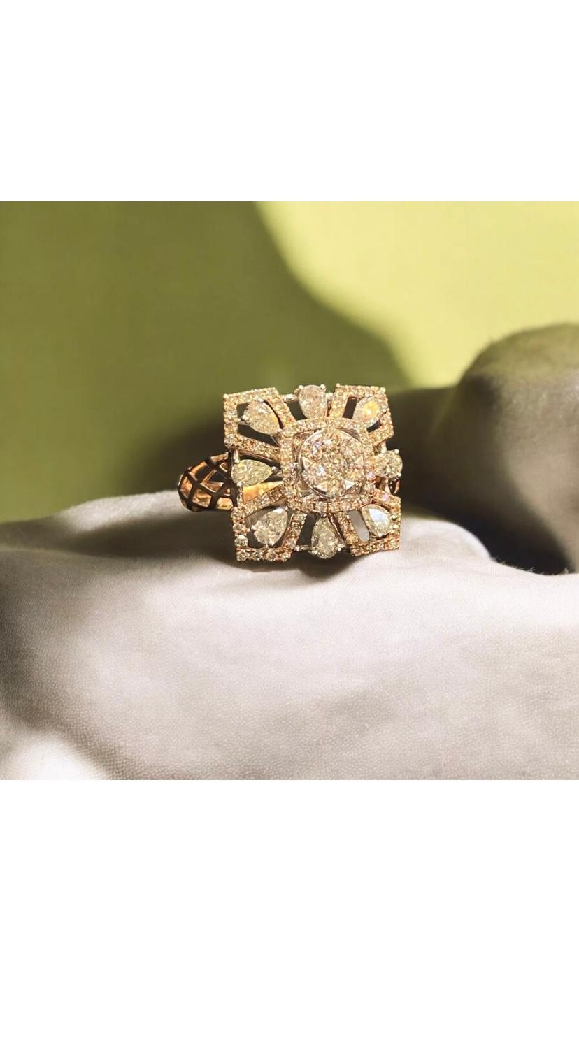 1.50 Carats Natural Diamonds  Cocktail Gold Ring For Sale 8