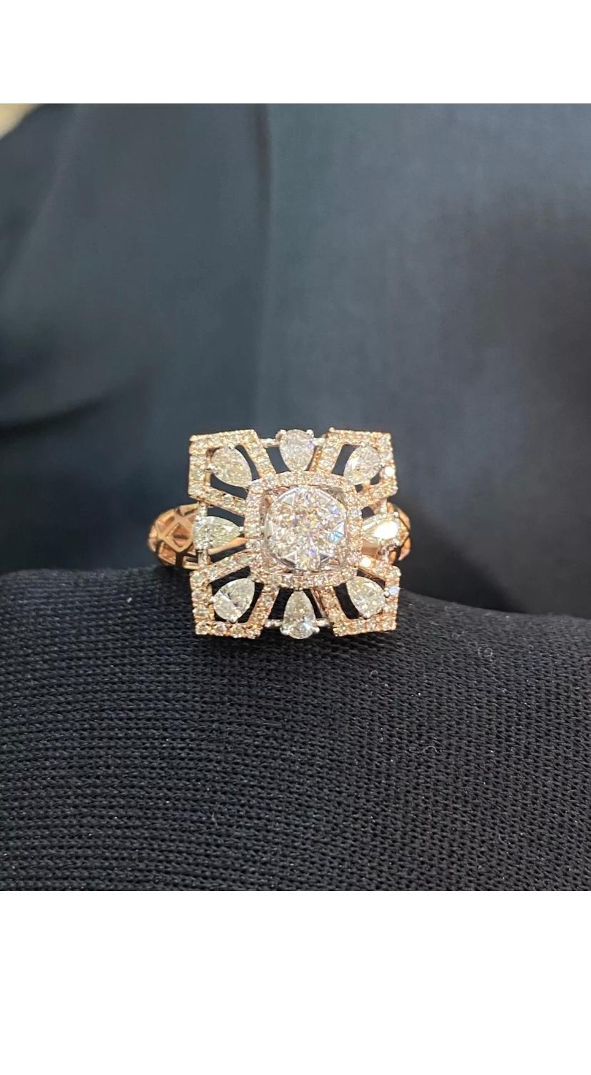 1.50 Carats Natural Diamonds  Cocktail Gold Ring For Sale 9