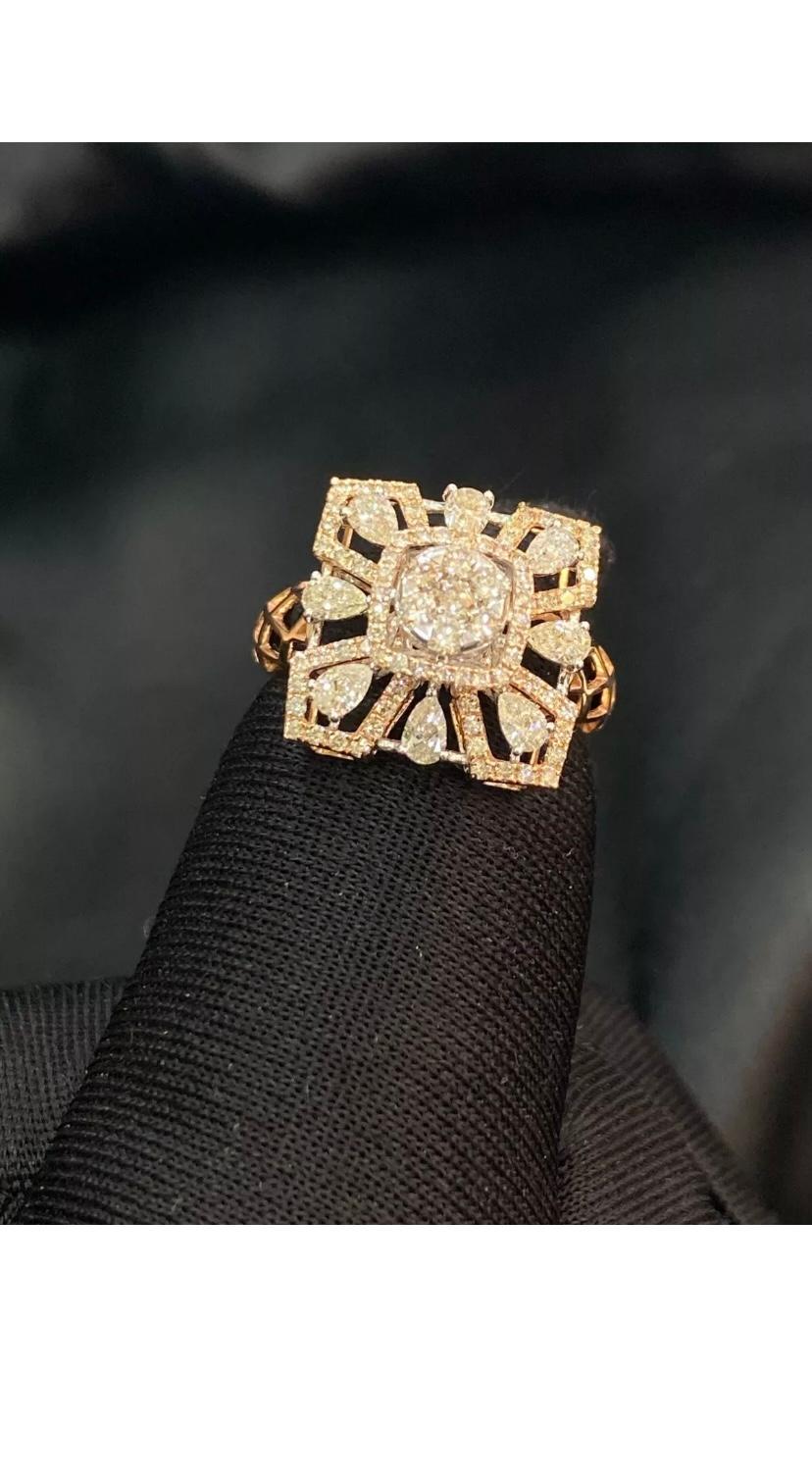 1.50 Carats Natural Diamonds  Cocktail Gold Ring For Sale 10