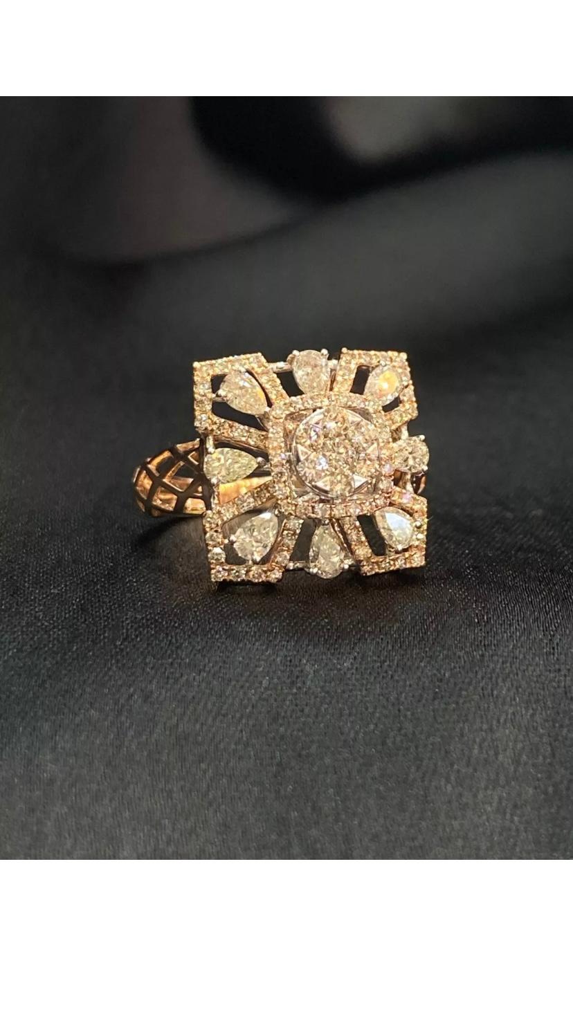 1.50 Carats Natural Diamonds  Cocktail Gold Ring For Sale 2