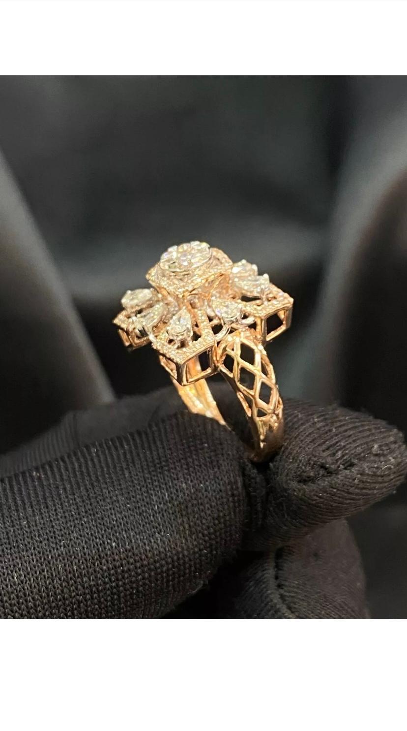 1.50 Carats Natural Diamonds  Cocktail Gold Ring For Sale 3
