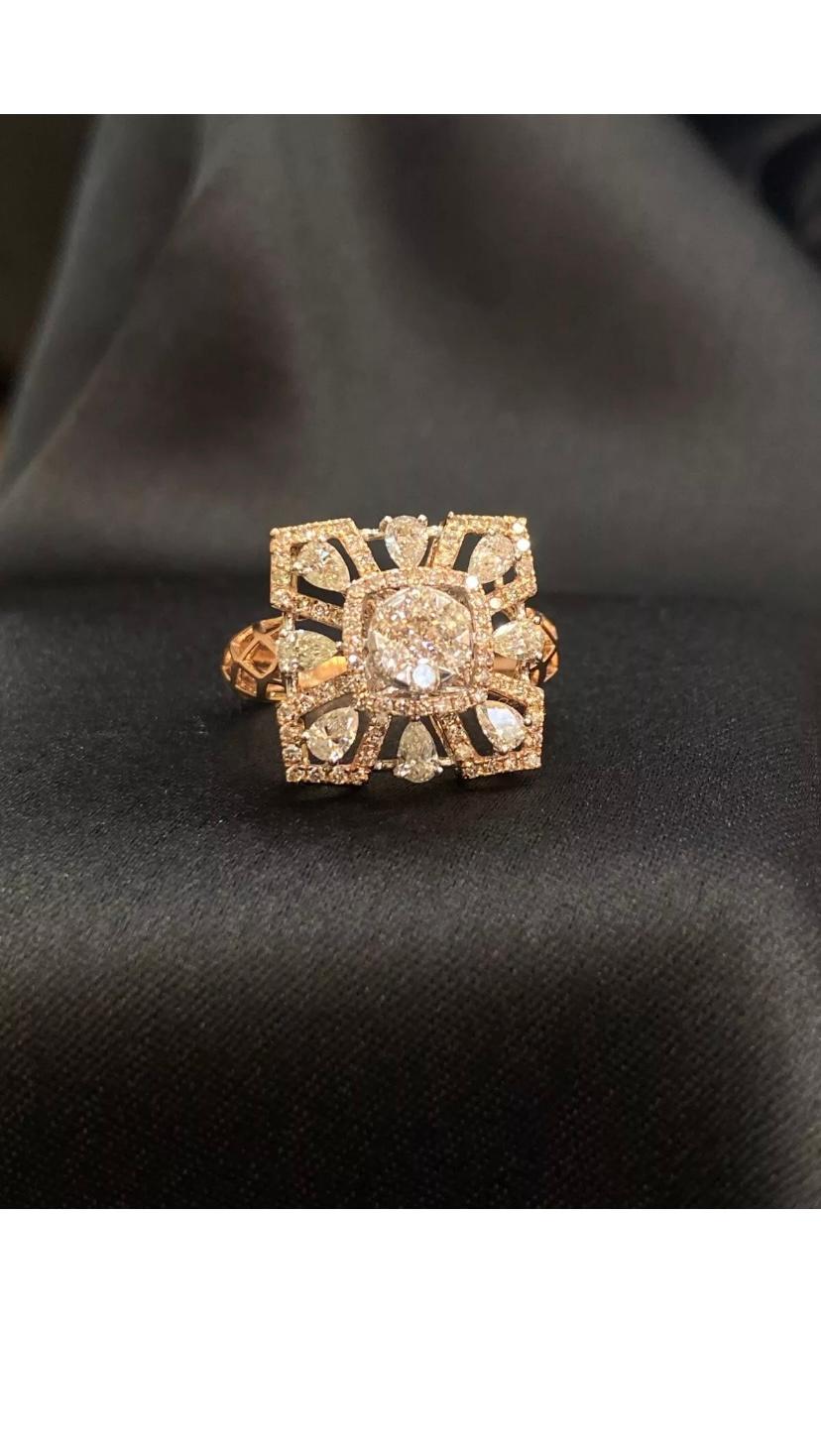 1.50 Carats Natural Diamonds  Cocktail Gold Ring For Sale 4
