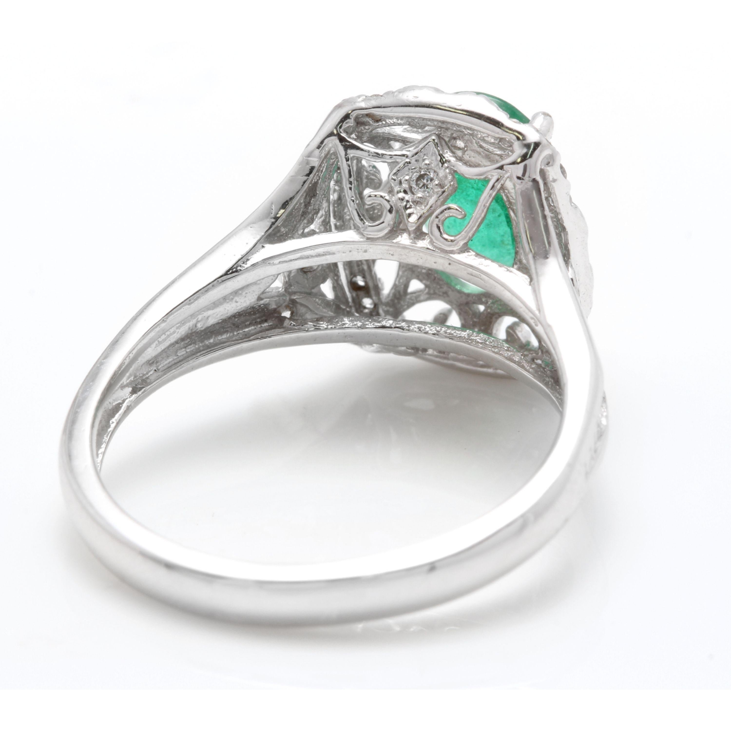1,50 Karat natürlicher Smaragd und Diamant 14 Karat massiver Gelbgold Ring im Zustand „Neu“ im Angebot in Los Angeles, CA