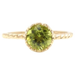 Bague en or jaune massif 14 carats avec péridot naturel de 1,50 carat