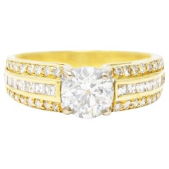 1.50 Carats Old European Cut Diamond 18 Karat Two-Tone Gold Engagement Ring