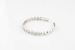 1.50 Carat Pave Diamond Cuff Bracelet Set in 14 Karat White Gold