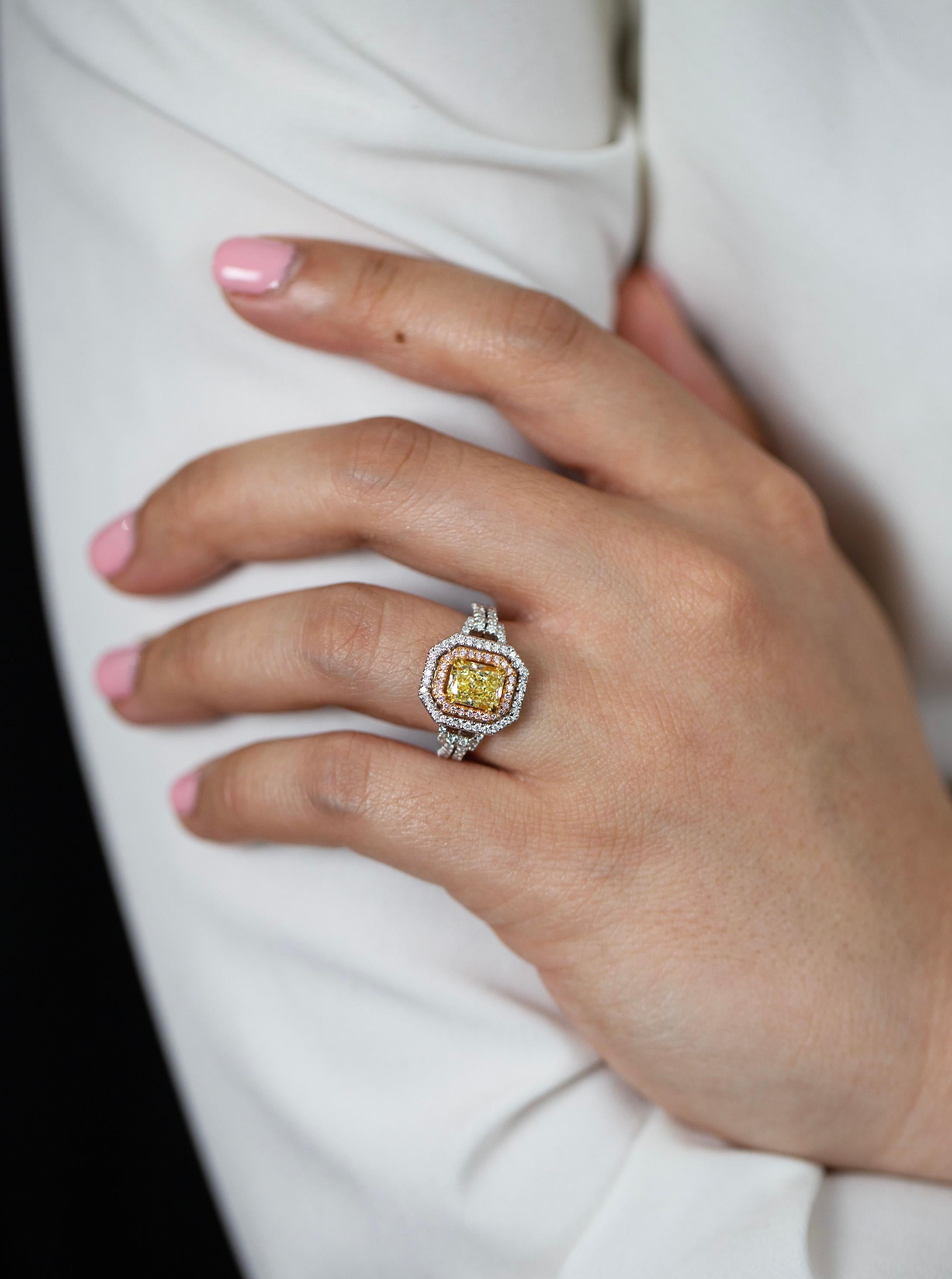 double halo radiant engagement ring
