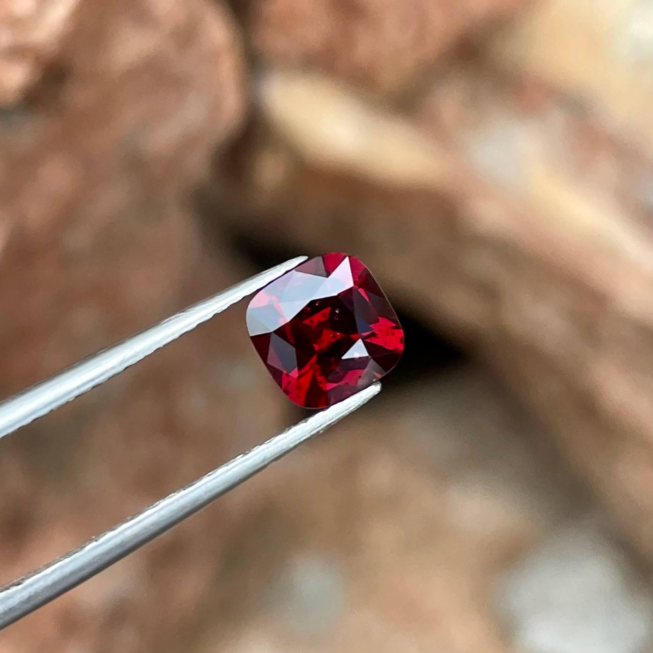 Weight 1.50 carats 
Dimensions 6.5x6.5x4.5 mm
Treatment none 
Origin Burma 
Clarity VVS
Shape cushion 
Cut fancy cushion 




Behold the allure of this exquisite 1.50 carats Natural Red Burmese Spinel, a gemstone of unparalleled beauty and rarity.