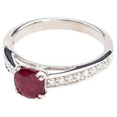 1.50 carats ruby and brilliant cut diamonds ring