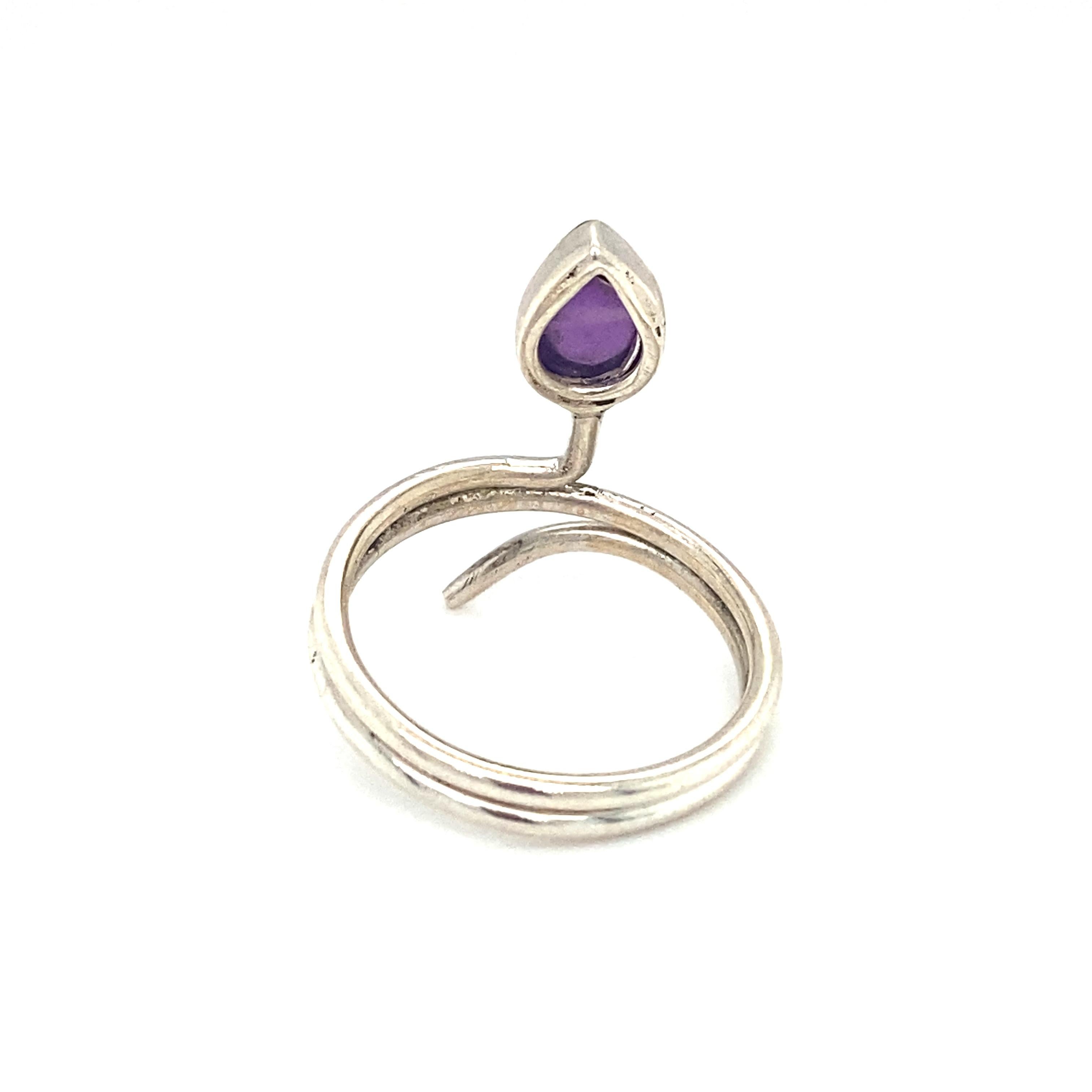 Women's or Men's 1.50 CT Amethyst Serpent Ring in Sterling Silver For Sale
