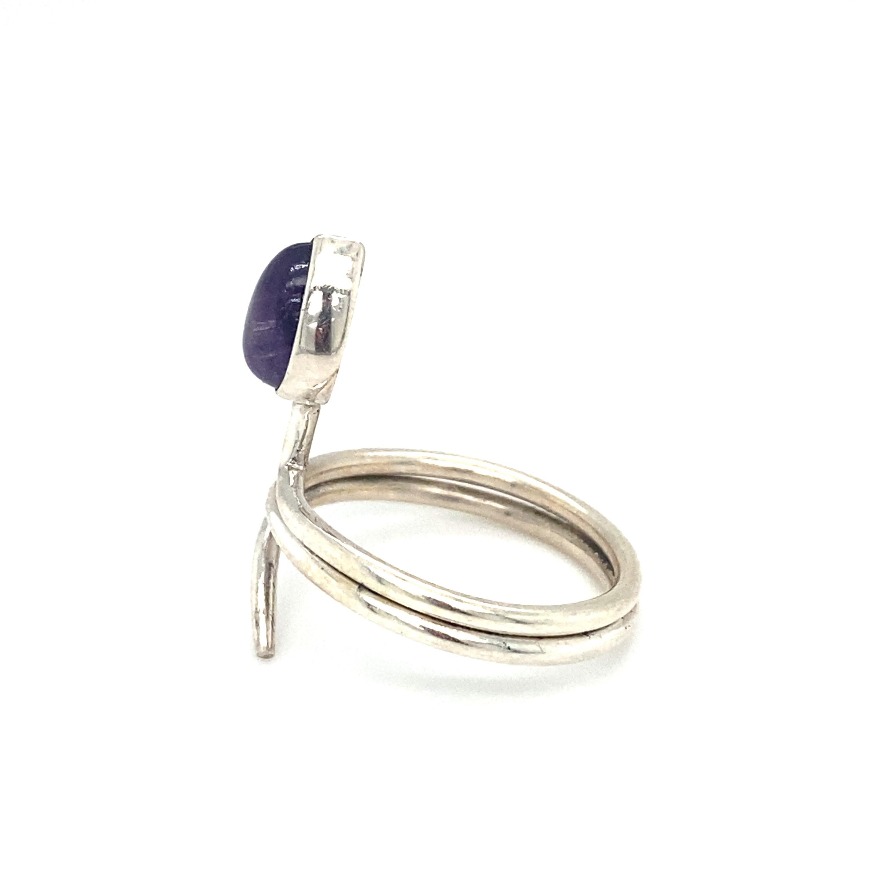 1.50 CT Amethyst Serpent Ring in Sterling Silver For Sale 1