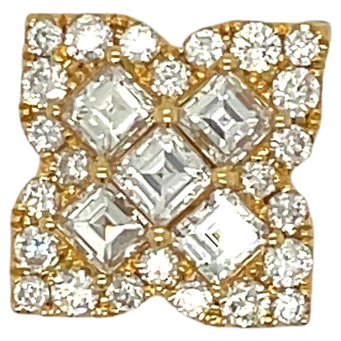 Pendentif Asscher en or jaune 18 carats et diamants de 1,50 carat