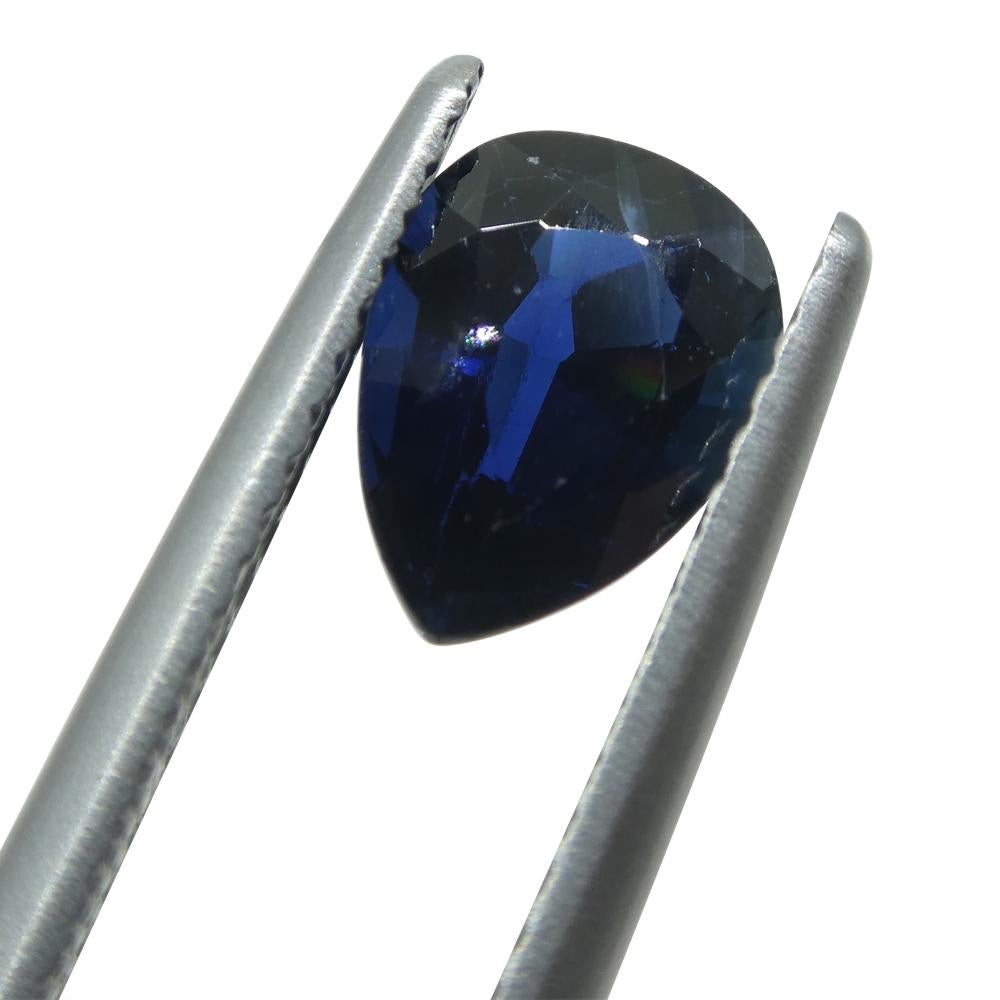 Poire saphir bleu 1,50 carat  Thailand certifiée IGI en vente 1