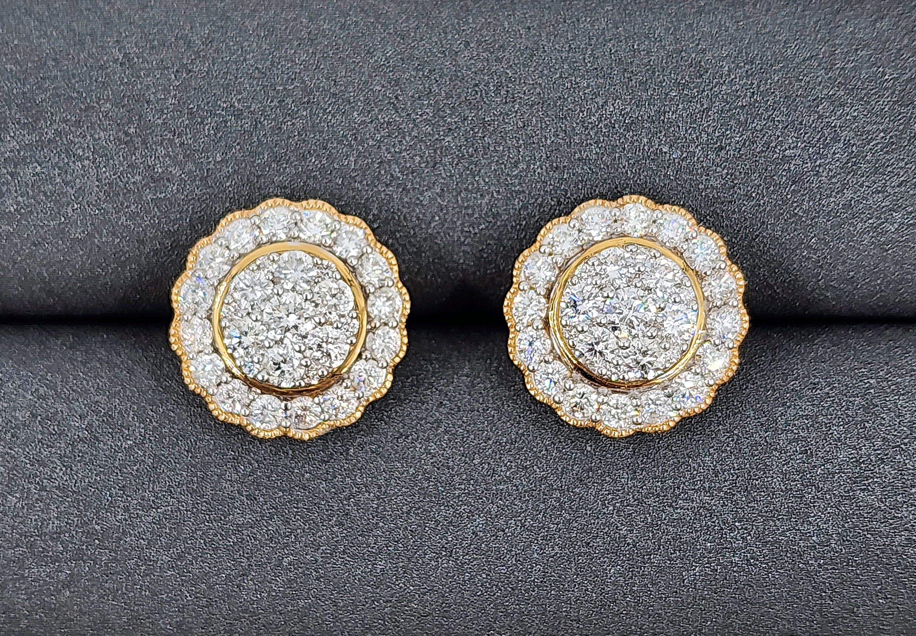 Pendientes de diamantes en racimo de 1,50 ct en venta