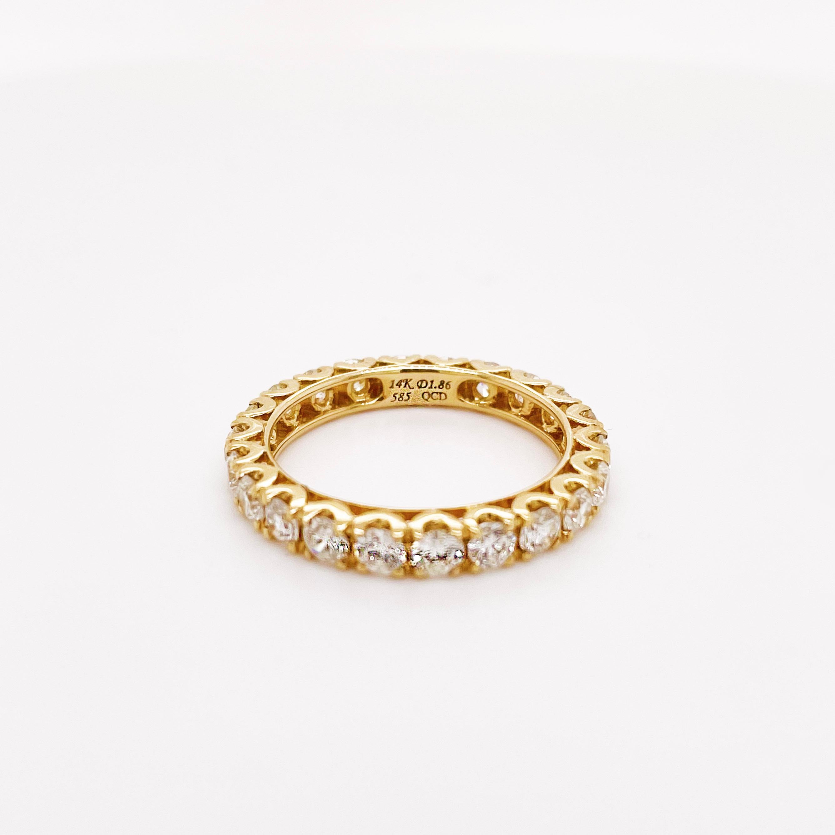 For Sale:  1.50 Ct Diamond Eternity Band  14K Yellow Gold Round Brilliant Diamond Ring 2