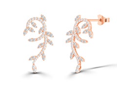 1.49ct Diamond Leaf Drop Earrings in 18k Gold