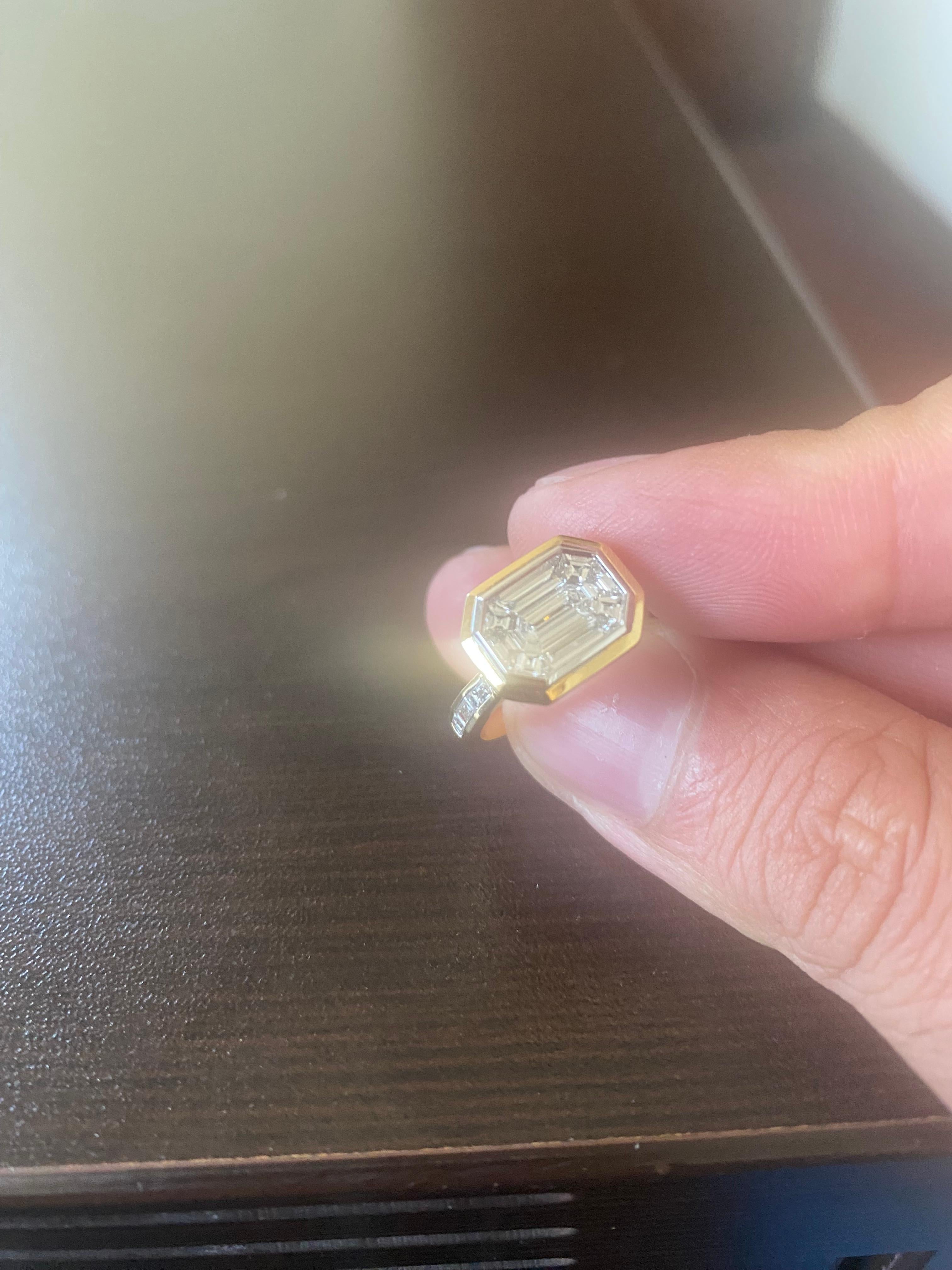 1.50 Ct. Bague cocktail taille émeraude or jaune Pour femmes en vente