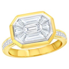 1.50 Ct. Emerald Cut Cocktail Ring Yellow Gold
