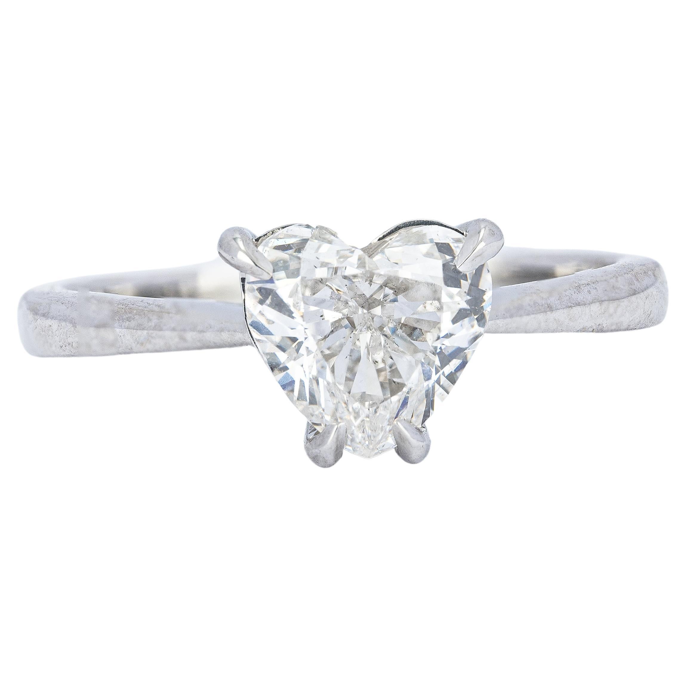 1.50 ct F Color GIA Heart Shape Platinum Diamond Heart Ring