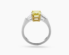 1.50 ct Fancy Vivid Yellow Radiant Shape and Tapers Engagement Diamond Ring