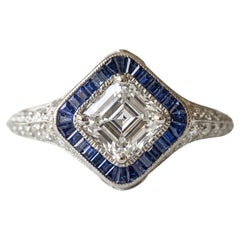 1,50 ct GIA-zertifiziert Asscher Diamant
Saphir Ring in 14k Weißgold