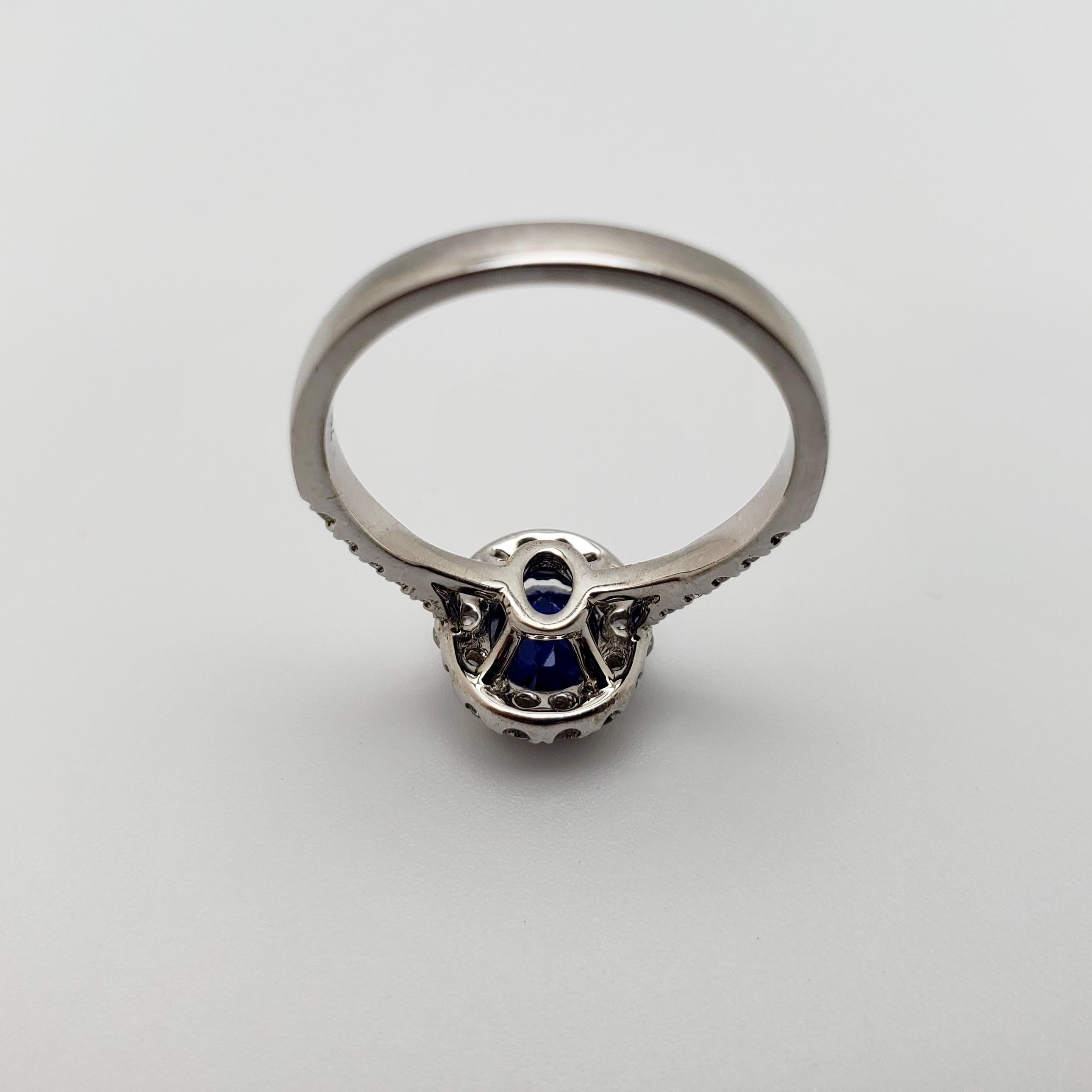 1.50 CT GIA Certified Sapphire Diamond Ring 18K White Gold For Sale 1
