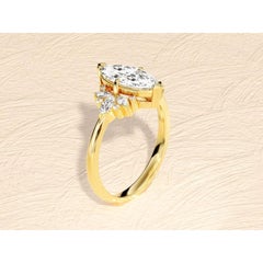 1.50 CT Marquise Moissanite Engagement Ring 925 Sterling Silver Cluster Ring.