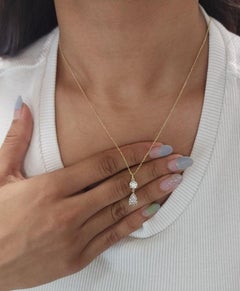 1.50 Ct Moissanite Necklace 925 Sterling Silver 2 Stone Round Shaped Necklace.