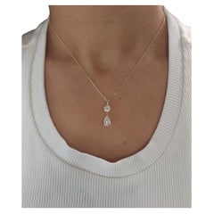 1.50 Ct Moissanite Necklace 925 Sterling Silver 2 Stone Round Shaped Necklace.