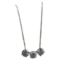 1.50 Ct Moissanite Necklace Three Stone Solitaire Pendant 925 Sterling Silver.