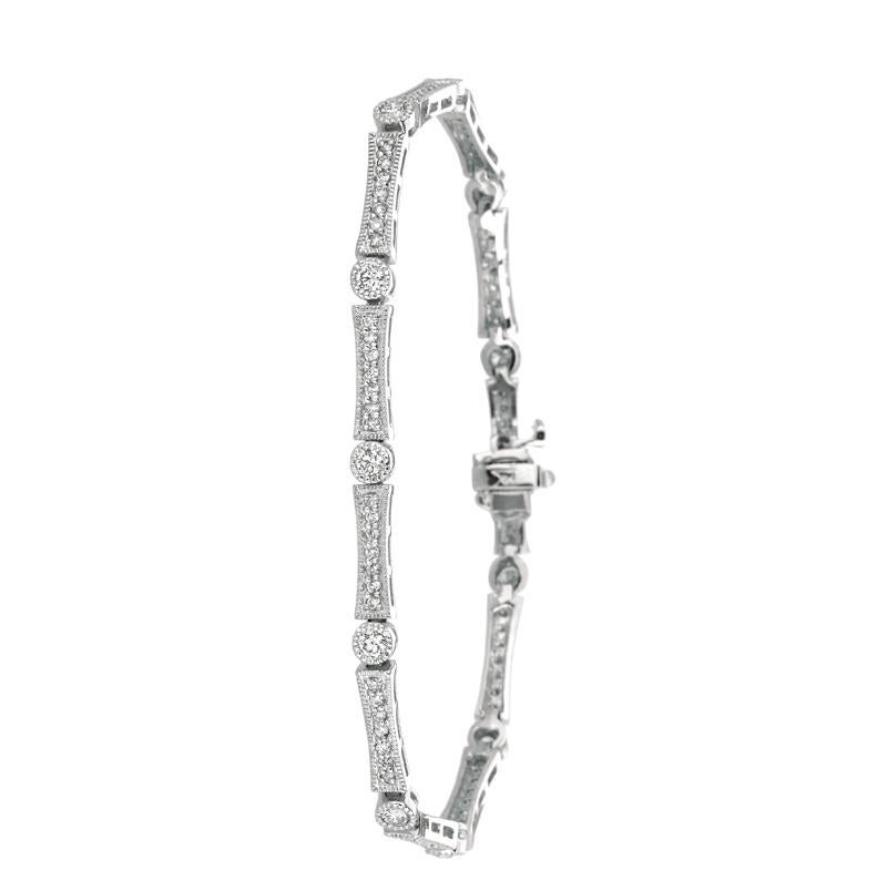 1.50 Carat Natural Diamond Bracelet G SI 14K White Gold 7 inches

100% Natural Diamonds, Not Enhanced in any way Round Cut Diamond Bracelet
1.50CT
G-H
SI
14K White Gold, Pave Style, 8.40 grams
7 inches in length, 1/8 inches in width
11 stones -