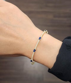 1.50 ct Natural Sapphire & Diamond Flexible Bracelet in 14k YG