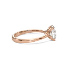 Anello solitario con diamante naturale ovale da 1,50 carati in oro rosa 14k