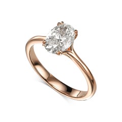 1.50 ct Oval Natural Diamond in 14k Rose Gold Solitaire Ring