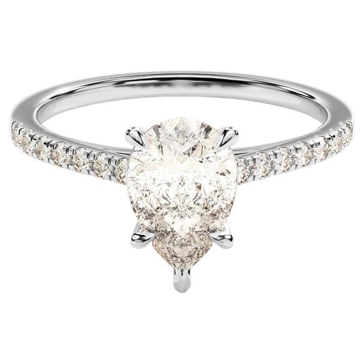 1.50 CT Pear Engagement Ring 925 Sterling Silver Moissanite Half Eternity Ring. For Sale