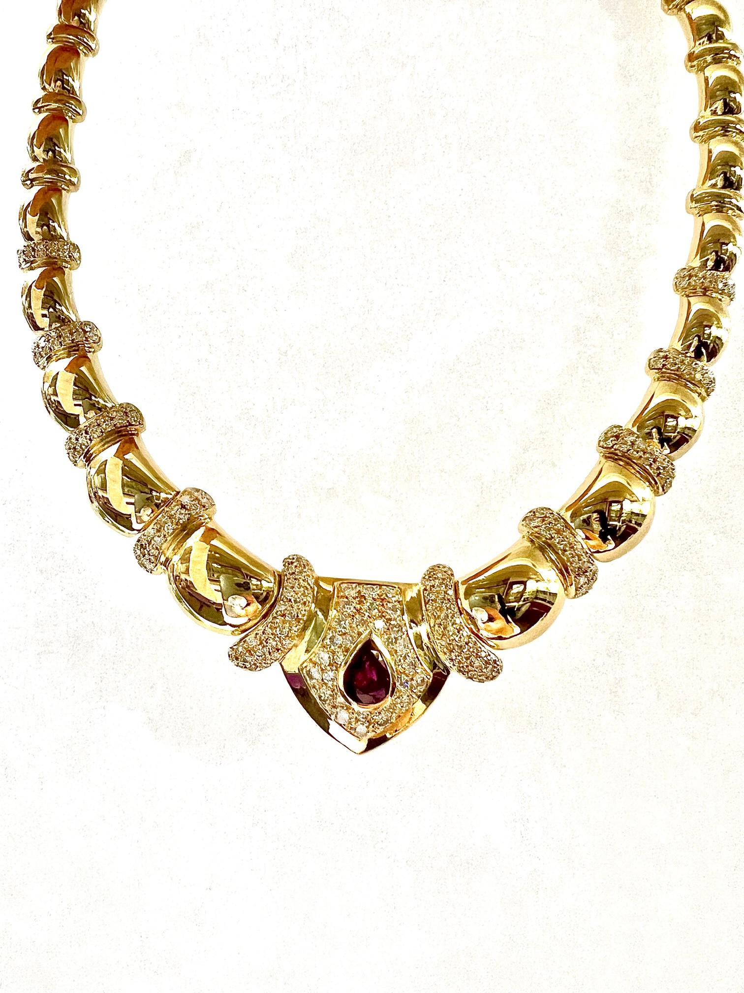 1.50 Ct Ruby and Diamond Extravaganza Necklace In Excellent Condition For Sale In New York, NY