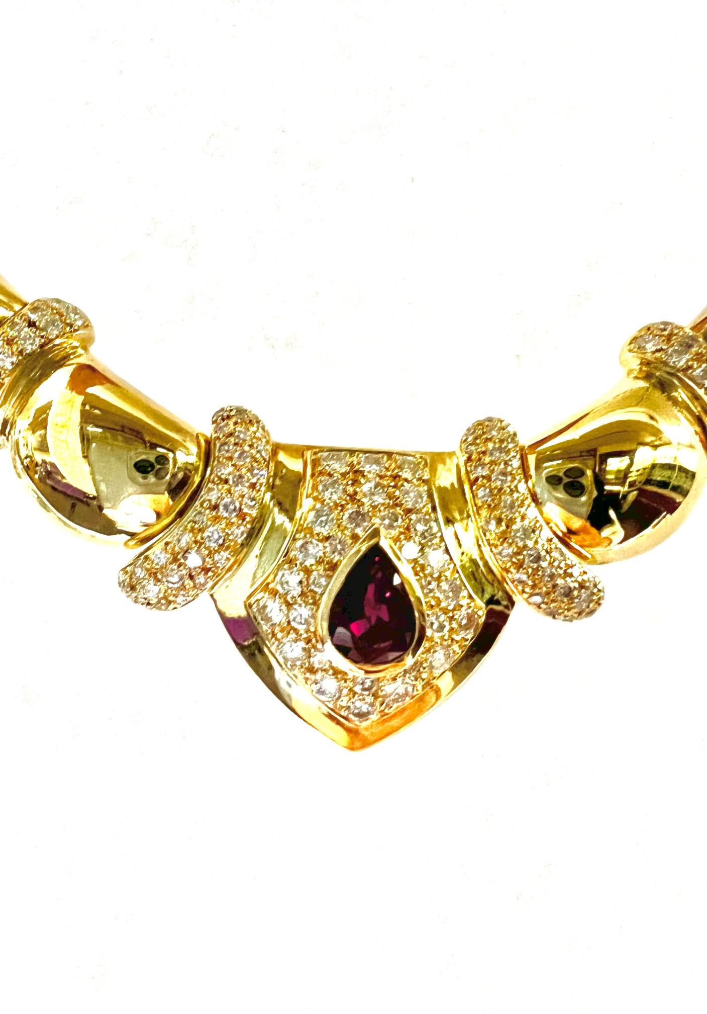 Women's or Men's 1.50 Ct Ruby and Diamond Extravaganza Necklace For Sale