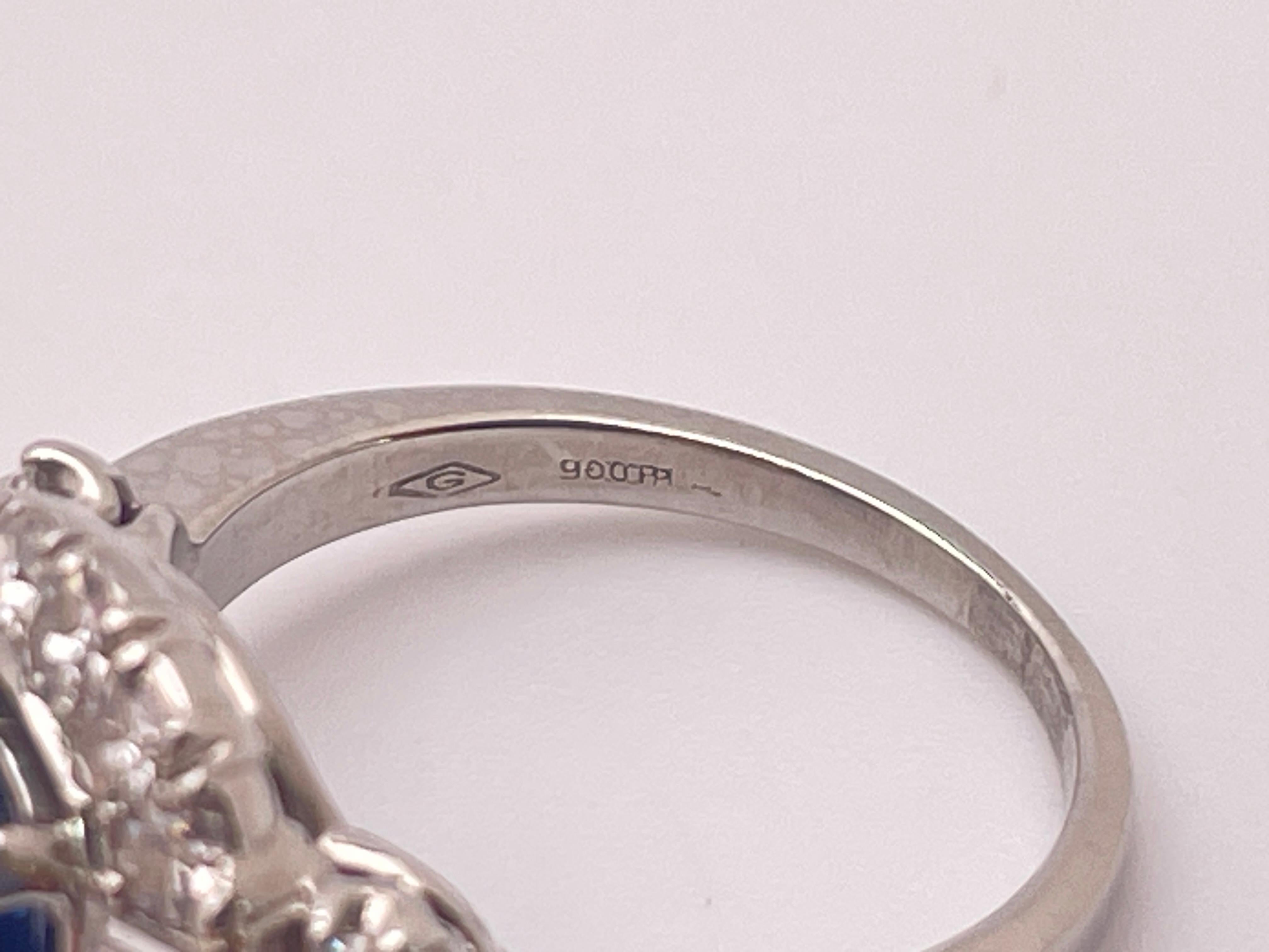 1.50 CT Sapphire Diamond Platinum Engagement Ring For Sale 6