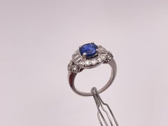 1.50 CT Sapphire Diamond Platinum Engagement Ring