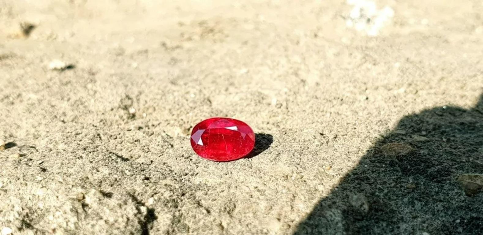 Oval Cut 1.50 cts Mozambique Ruby Unheated Blood Red Cut Stone Natural Ruby AAA+ For Sale