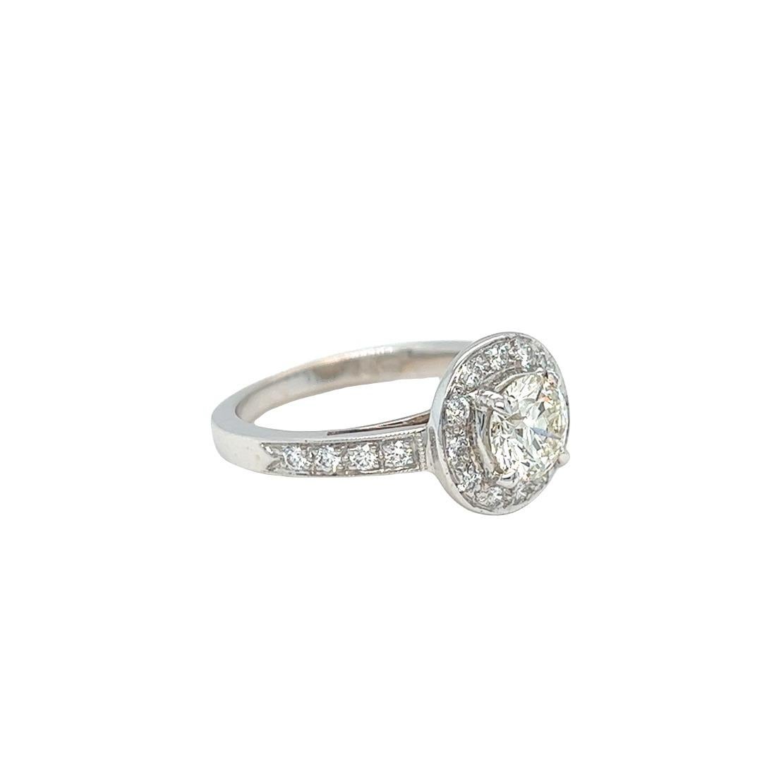 1.50 Cttw Round Diamond Engagement Ring 18K White Gold In Excellent Condition For Sale In beverly hills, CA