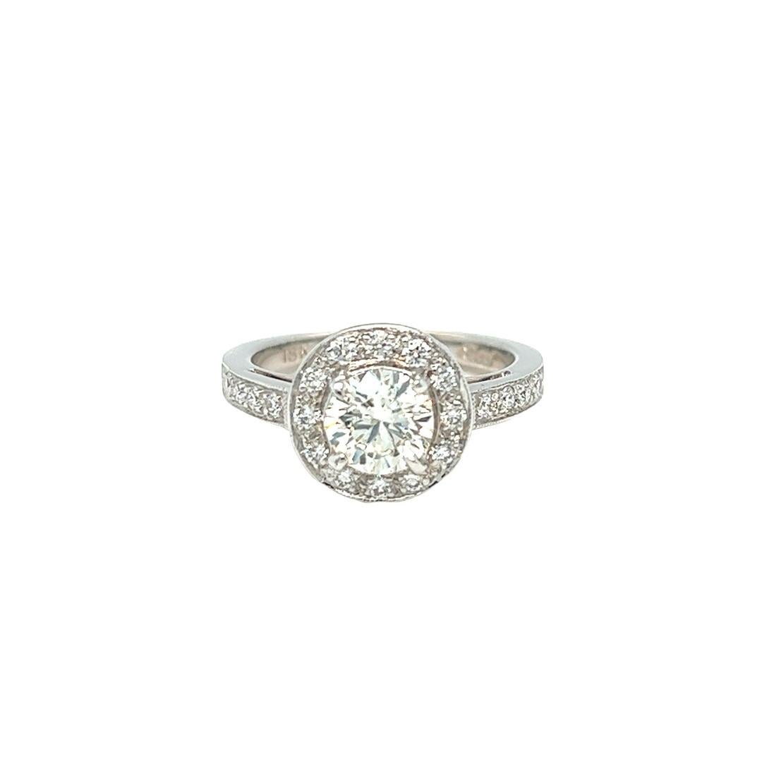 Women's 1.50 Cttw Round Diamond Engagement Ring 18K White Gold For Sale