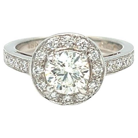 1.50 Cttw Round Diamond Engagement Ring 18K White Gold For Sale