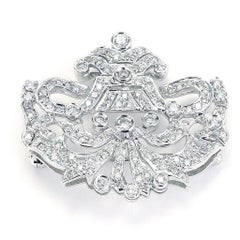 1.50 CTTW Scroll Design Diamond Pin Brooch In 18K White Gold