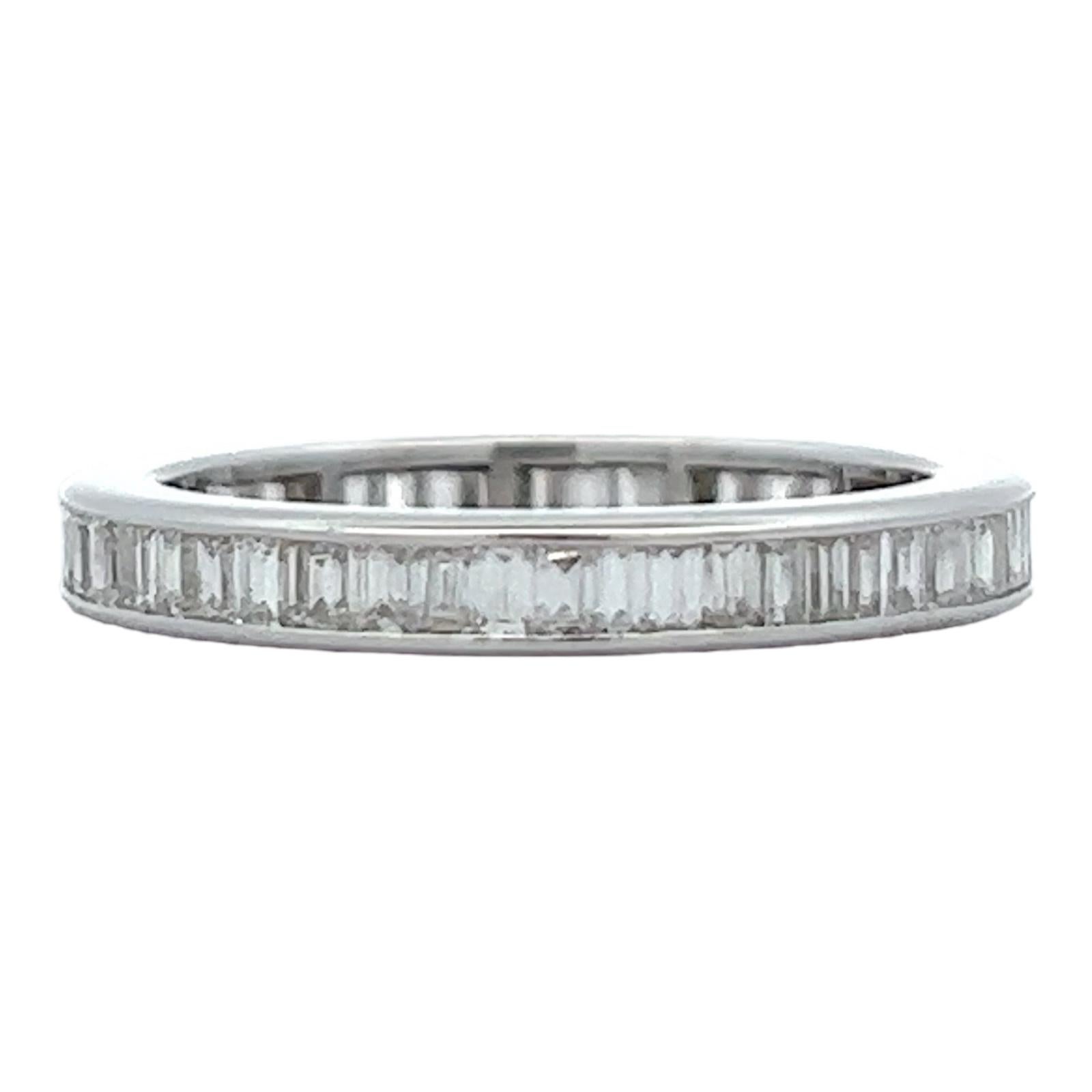 Baguette Cut 1.50 CTW Baguette Diamond Platinum Eternity Wedding Band Ring