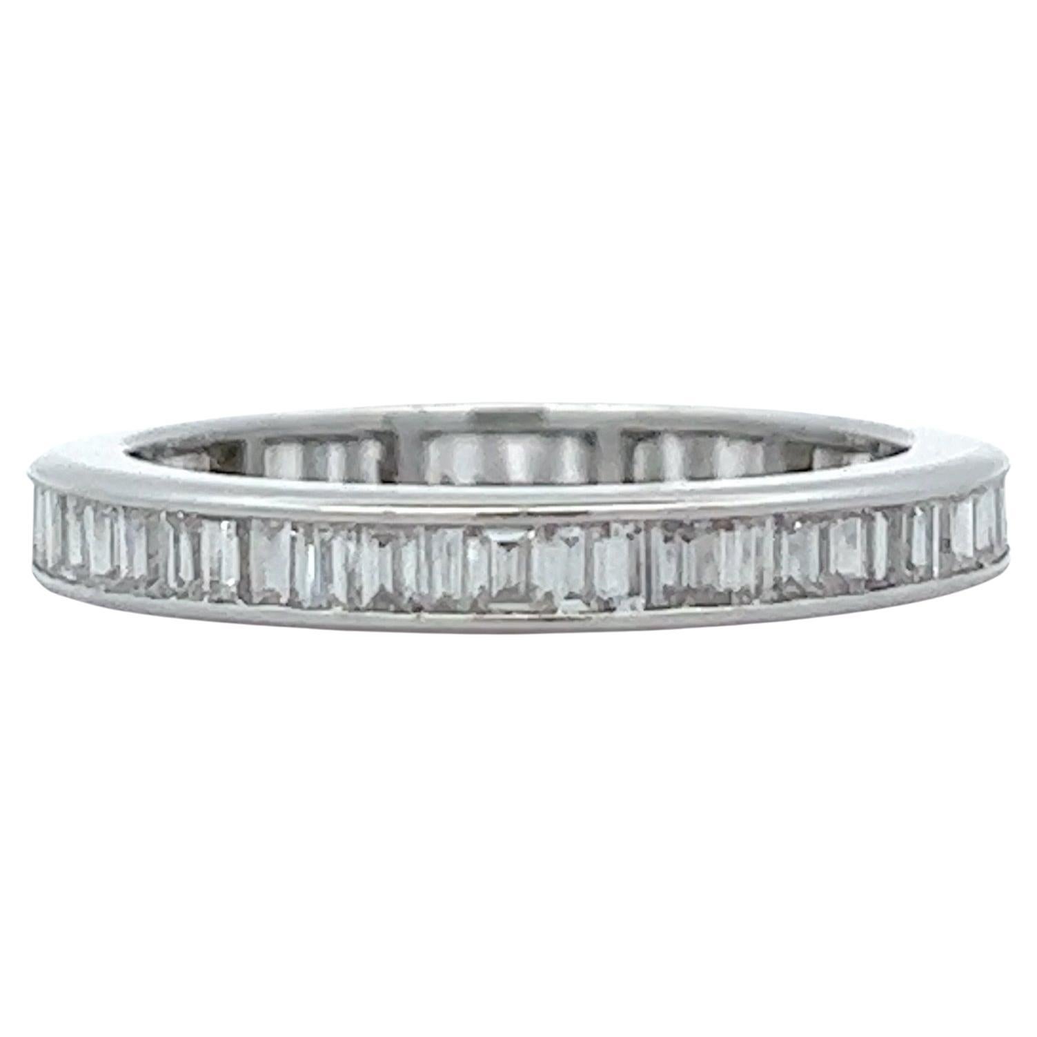 1.50 CTW Baguette Diamond Platinum Eternity Wedding Band Ring