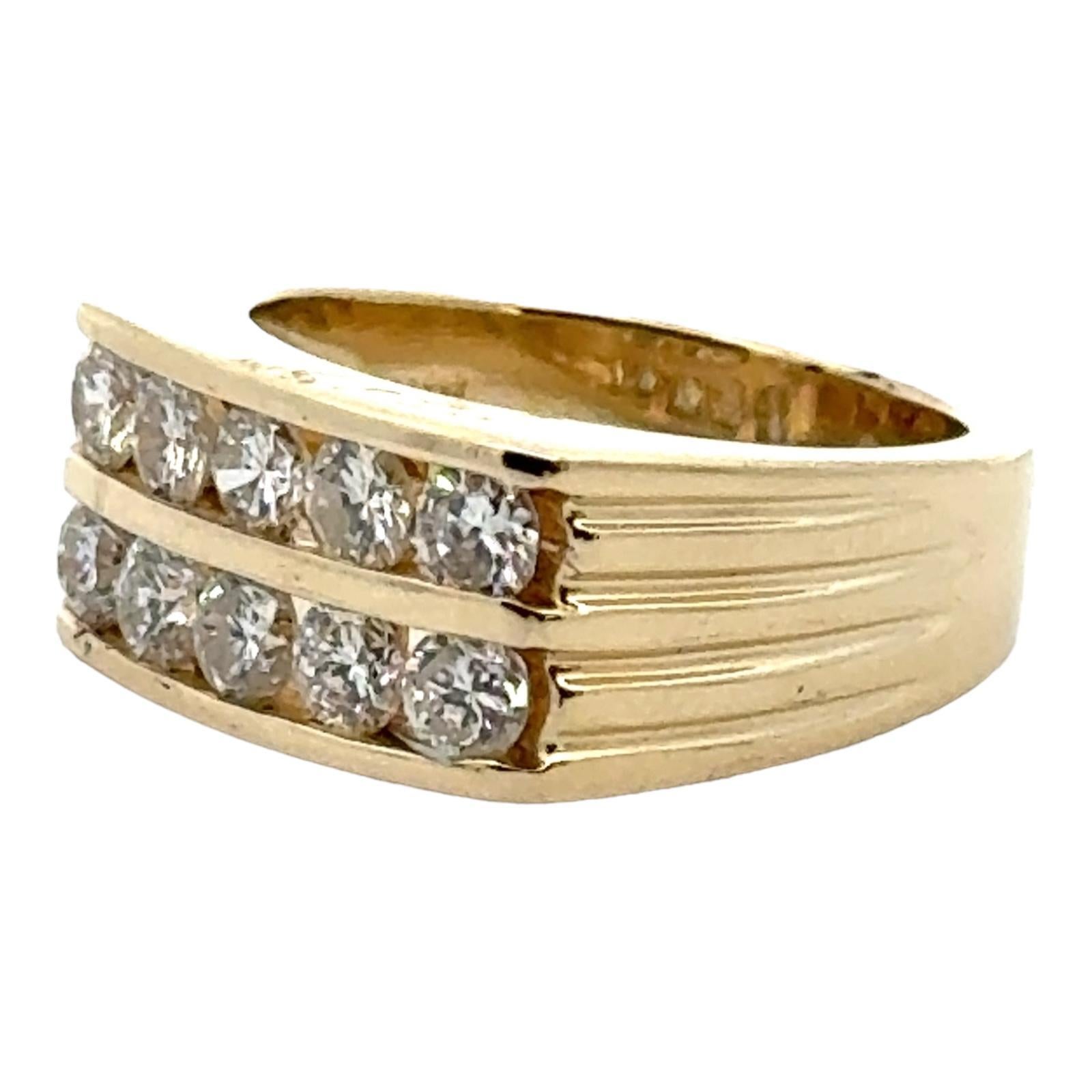 Round Cut 1.50 CTW Channel Set Diamond Two Row Wedding Anniversary Band Ring